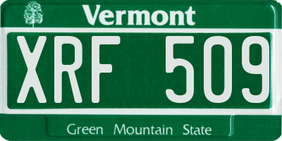 VT license plate XRF509