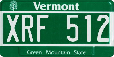 VT license plate XRF512