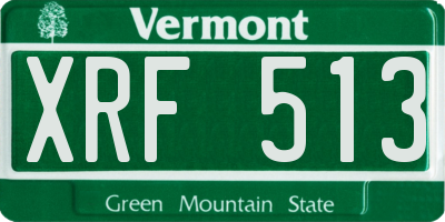 VT license plate XRF513