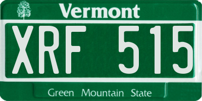 VT license plate XRF515