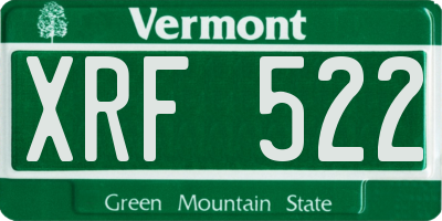 VT license plate XRF522