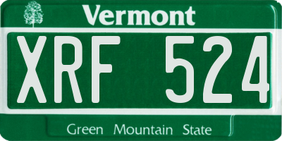 VT license plate XRF524