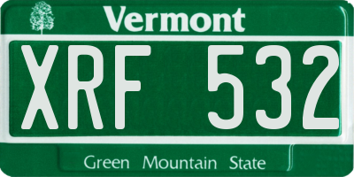 VT license plate XRF532