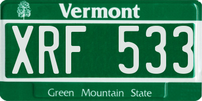 VT license plate XRF533