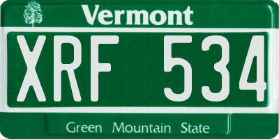 VT license plate XRF534