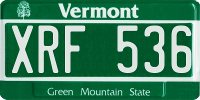 VT license plate XRF536