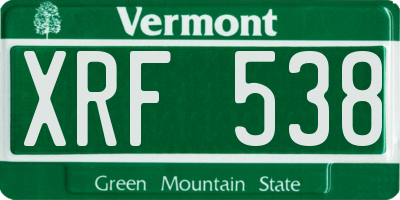 VT license plate XRF538