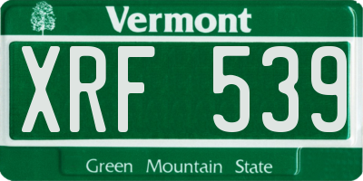 VT license plate XRF539