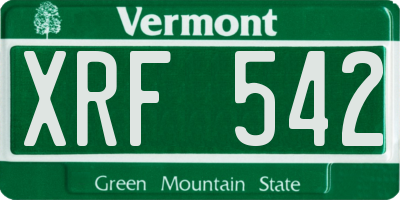 VT license plate XRF542