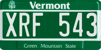 VT license plate XRF543