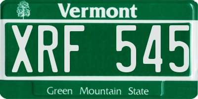 VT license plate XRF545