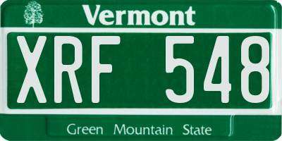 VT license plate XRF548