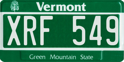 VT license plate XRF549