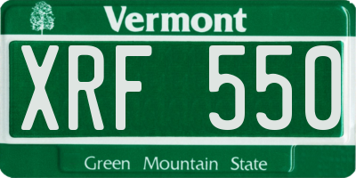 VT license plate XRF550