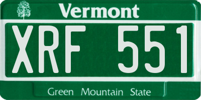 VT license plate XRF551