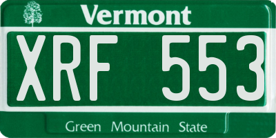 VT license plate XRF553