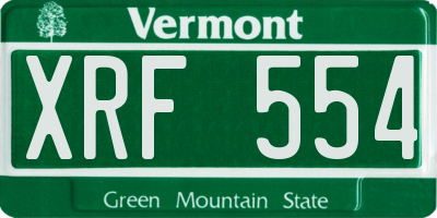VT license plate XRF554