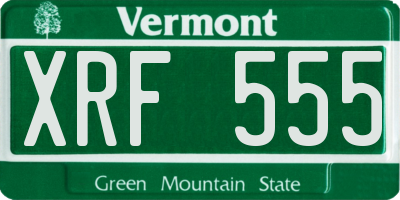 VT license plate XRF555