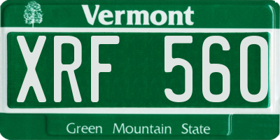 VT license plate XRF560