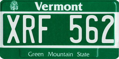 VT license plate XRF562
