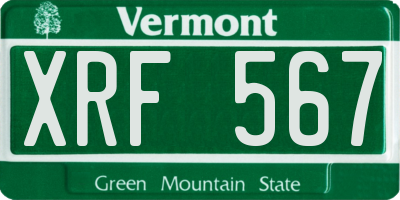 VT license plate XRF567