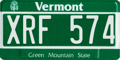 VT license plate XRF574