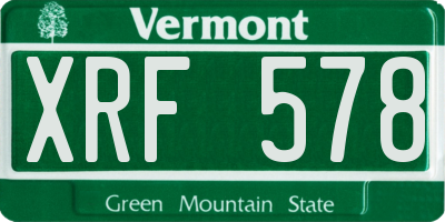 VT license plate XRF578