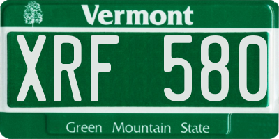 VT license plate XRF580