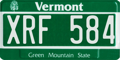 VT license plate XRF584