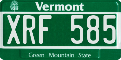 VT license plate XRF585