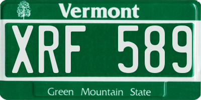 VT license plate XRF589