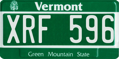 VT license plate XRF596