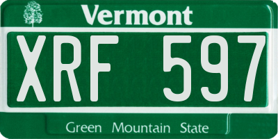VT license plate XRF597