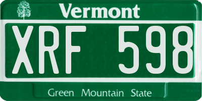 VT license plate XRF598