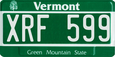 VT license plate XRF599