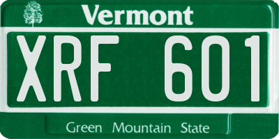 VT license plate XRF601