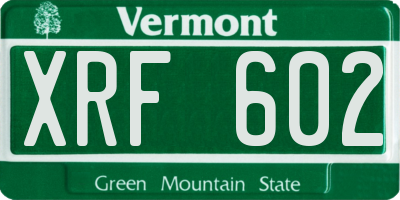 VT license plate XRF602