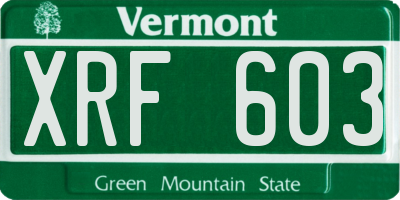 VT license plate XRF603