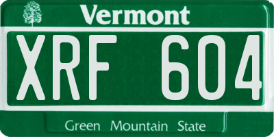 VT license plate XRF604