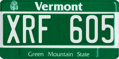 VT license plate XRF605