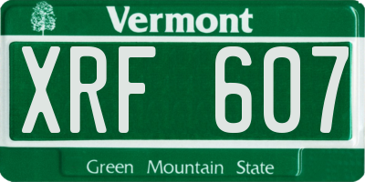 VT license plate XRF607