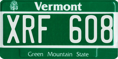 VT license plate XRF608