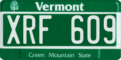 VT license plate XRF609