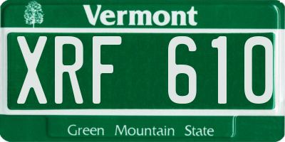 VT license plate XRF610