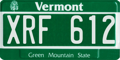 VT license plate XRF612