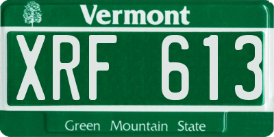 VT license plate XRF613