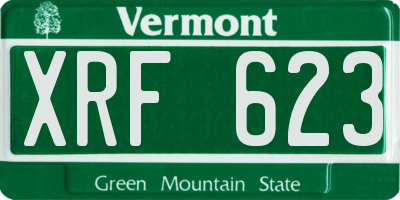 VT license plate XRF623