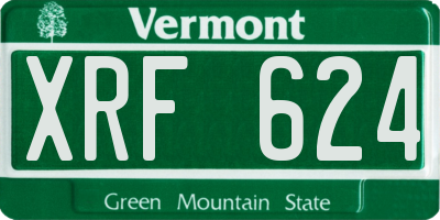 VT license plate XRF624