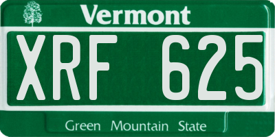 VT license plate XRF625