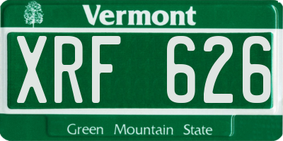 VT license plate XRF626